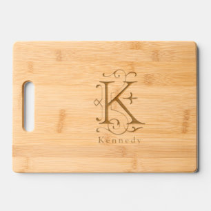 Letter K Elegant Monogram Personalized Name Engraved Cutting Board
