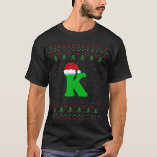 Letter K Father Christmas Santa Claus Hat Alphabet T-Shirt