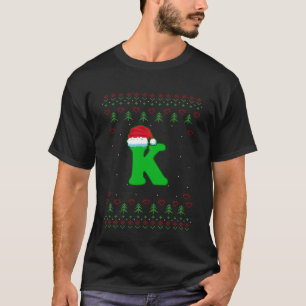 Letter K Father Christmas Santa Claus Hat Alphabet T-Shirt