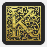 Letter K First Letter Monogram Square Sticker