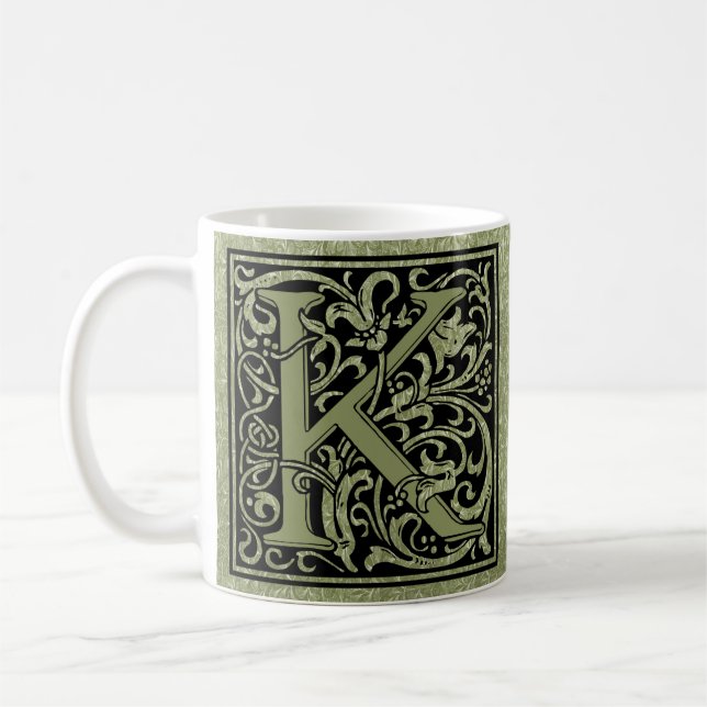 Letter K First Letter Monogram Personalized Coffee Mug (Left)