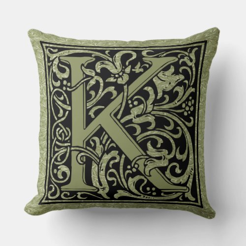 Letter K First Letter Monogram Throw Pillow