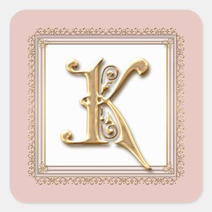 Letter K - Gold & Lace Classic Formal Wedding Seal