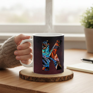 Letter K Holographic Cosmic Galaxy Initial Coffee Mug