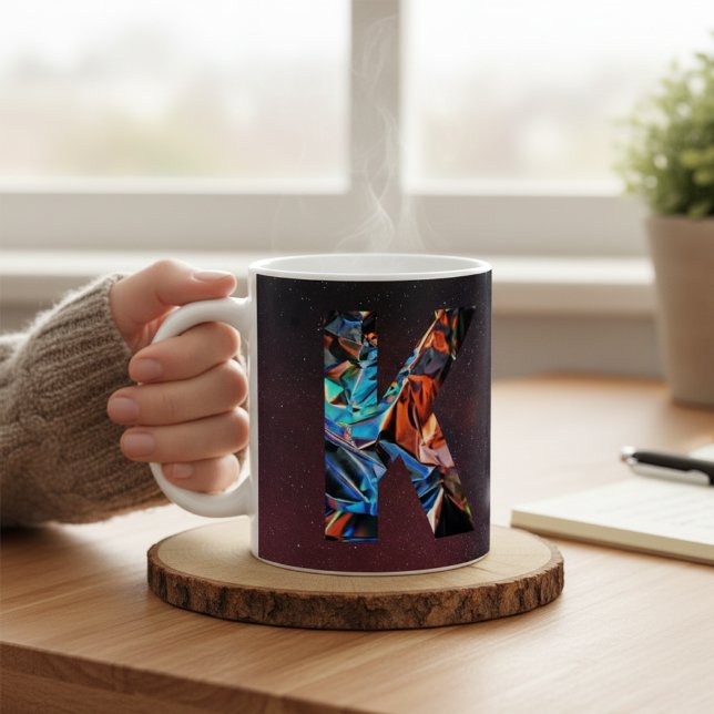Letter K Holographic Cosmic Galaxy Initial Coffee Mug (Creator Uploaded)