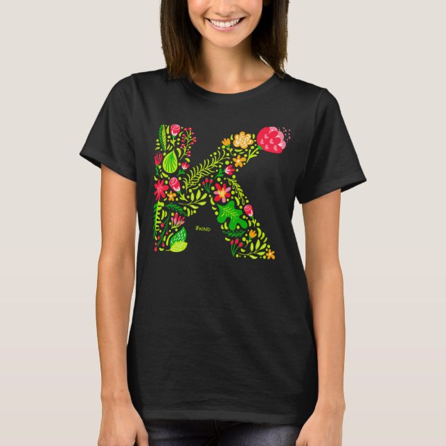 Letter K in Flowers T-Shirt (Front)