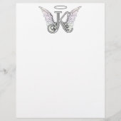 Letter K Initial Monogram with Angel Wings & Halo (Front)
