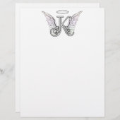Letter K Initial Monogram with Angel Wings & Halo (Front/Back)