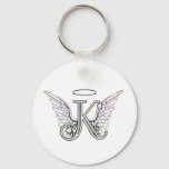 Letter K Initial Monogram With Angel Wings &amp; Halo Keychain at Zazzle