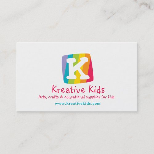 Letter K kids colorful block business card