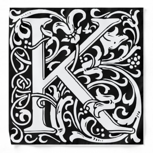 Letter K Medieval Monogram Art Nouveau Bandana