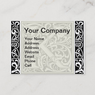 Letter K Medieval Monogram Art Nouveau Business Card
