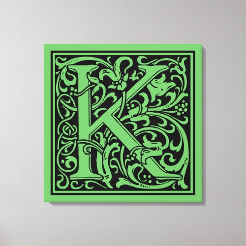 Letter K Medieval Monogram Art Nouveau Canvas Print