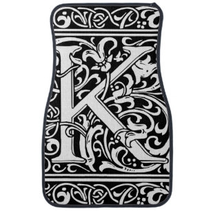 Letter K Medieval Monogram Art Nouveau Car Floor Mat