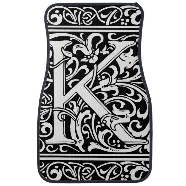 Letter K Medieval Monogram Art Nouveau Car Floor Mat (Front)