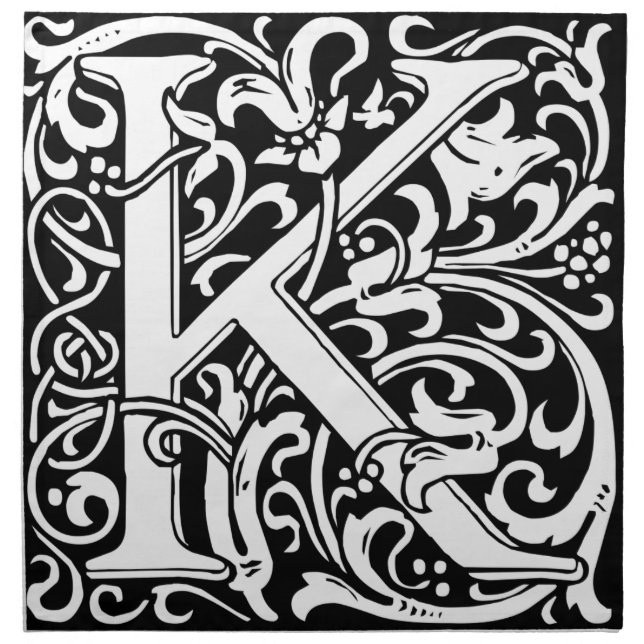 Letter K Medieval Monogram Art Nouveau Cloth Napkin (Front)