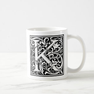Letter K Medieval Monogram Art Nouveau Coffee Mug