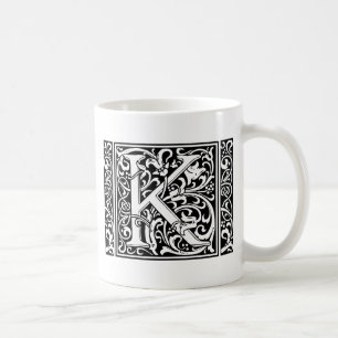 Letter K Medieval Monogram Art Nouveau Coffee Mug