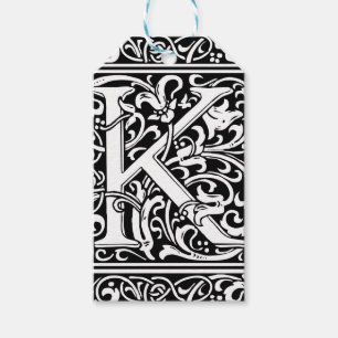 Letter K Medieval Monogram Art Nouveau Gift Tags