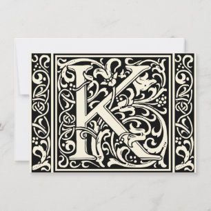 Letter K Medieval Monogram Art Nouveau Invitation