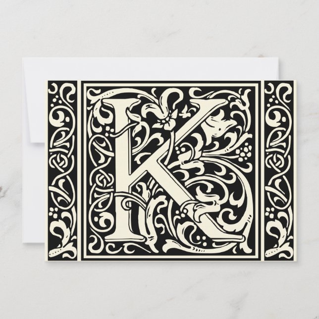 Letter K Medieval Monogram Art Nouveau Invitation (Front)