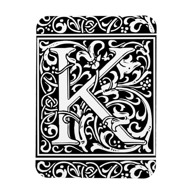 Letter K Medieval Monogram Art Nouveau Magnet (Vertical)