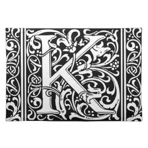 Letter K Medieval Monogram Art Nouveau Placemat