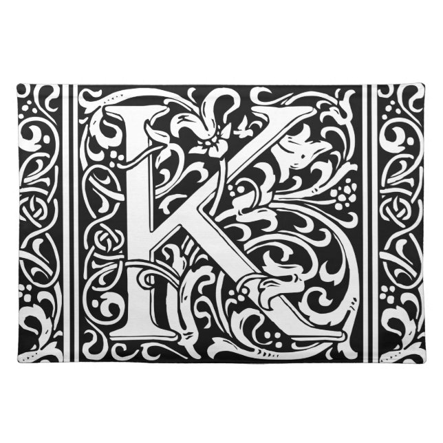 Letter K Medieval Monogram Art Nouveau Placemat (Front)