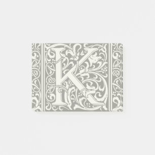 Letter K Medieval Monogram Art Nouveau Post-it Notes