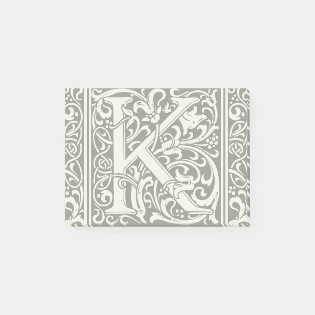 Letter K Medieval Monogram Art Nouveau Post-it Notes (Front)