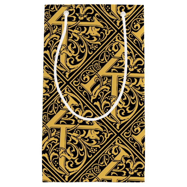 Letter K Medieval Monogram Art Nouveau Small Gift Bag (Front)