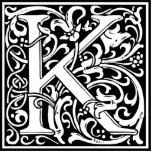 Letter K Medieval Monogram Art Nouveau Statuette<br><div class="desc">This initial K is part of a complete series of upper case William Morris inspired typography initials. The black and white lettering is highly decorative, styled after the fancy typography of the middle ages. Cute and trendy, this is a vintage chic monogram K - letter K- swirly K . Customize...</div>