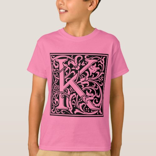 Letter K Medieval Monogram Art Nouveau T_Shirt