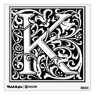 Letter K Medieval Monogram Art Nouveau Wall Decal
