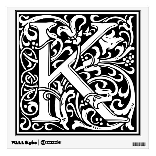 Letter K Medieval Monogram Art Nouveau Wall Decal