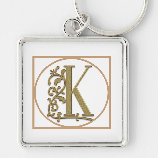 LETTER K MONOGRAM Beautiful Wedding New Home Gift Keychain (Front)