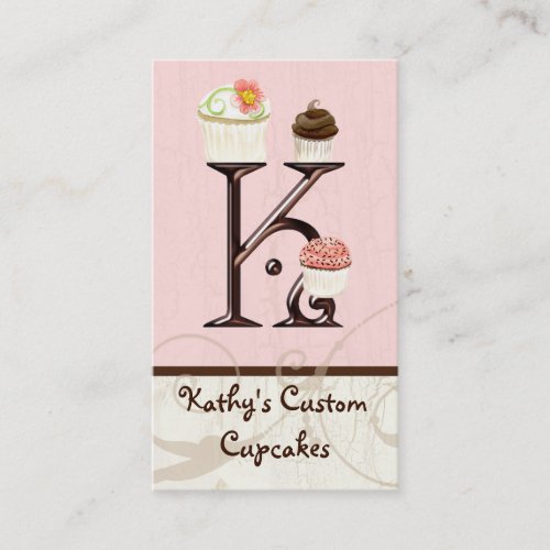 Letter K Monogram Dessert Bakery Business Cards