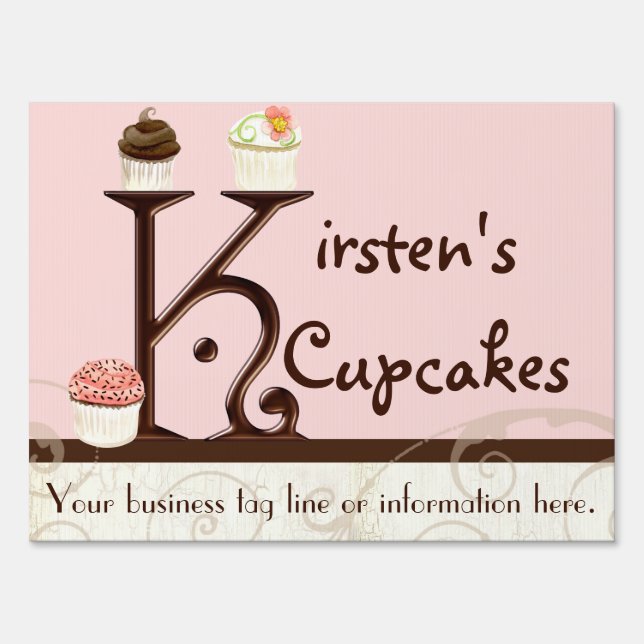 Letter K Monogram Dessert Bakery Business Signage (Back)
