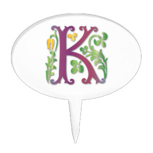 Letter K Monogram Fleur de lis Cake Topper