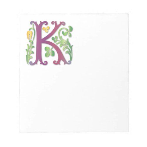 Letter K Monogram Fleur de lis Notepad