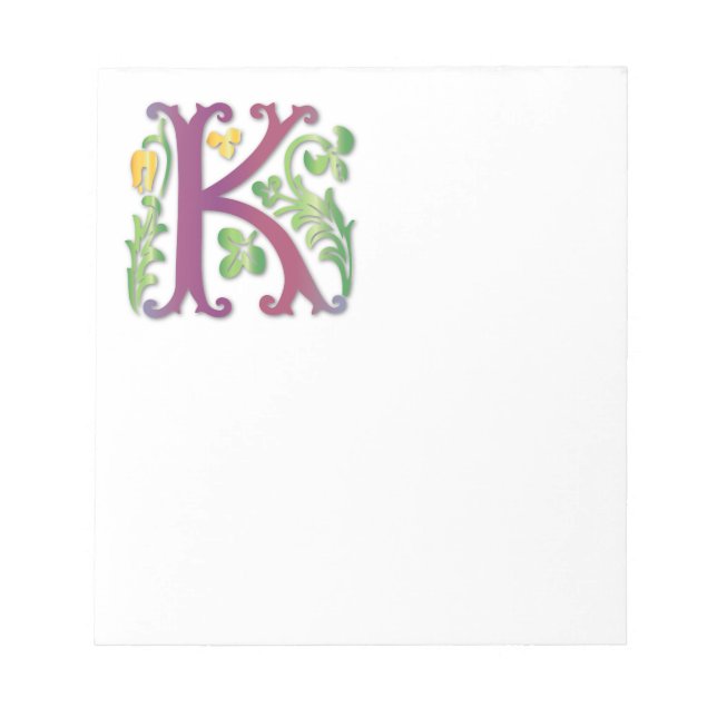 Letter K Monogram Fleur de lis Notepad (Front)
