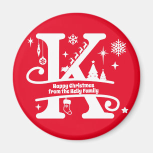 Letter K Monogram Initial Family Name Greeting Magnet