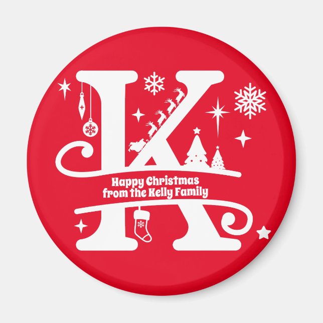 Letter K Monogram Initial Family Name Greeting  Magnet (Front)