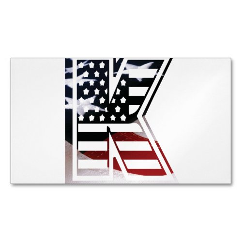 Letter K Monogram Initial Patriotic USA Flag Business Card Magnet