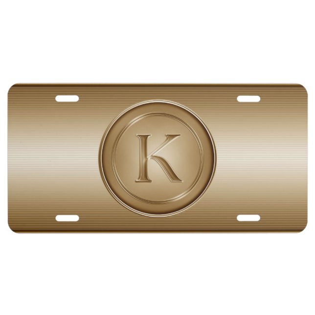 "Letter K" Monogram License Plate (Front)
