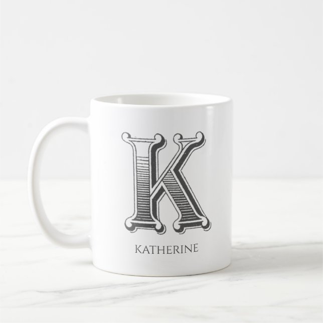 Letter K Monogram Modern Name Coffee Mug (Left)