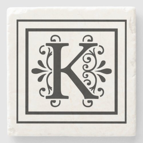Letter K Monogram Stone Coasters