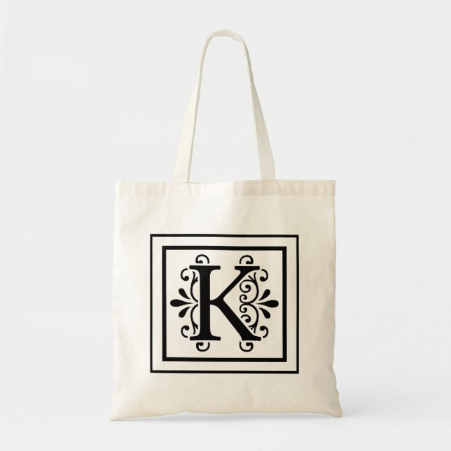 Letter K Monogram Tote Bag (Front)