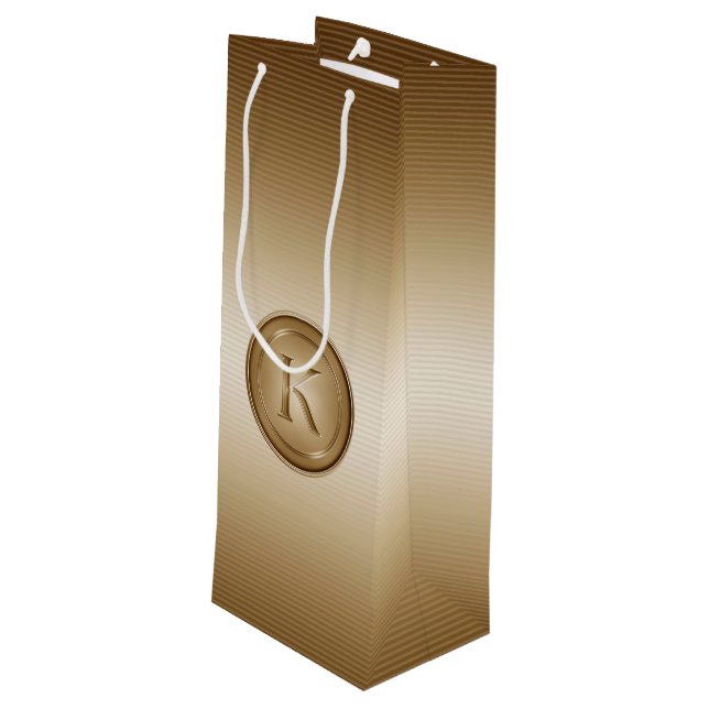 "Letter K" Monogram Wine Gift Bag (Back Angled)