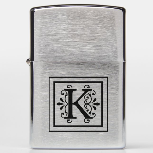 Letter K Monogram Zippo Lighter (Front)